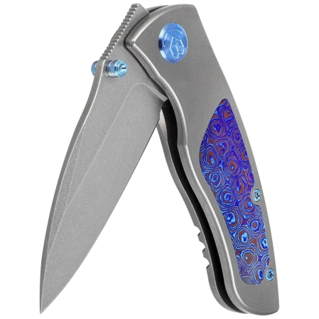 Nóż składany KB Kubey Vertigo Gray Titanium / Timascus, Stonewashed CPM S35VN by Peter Carey (KB258D)