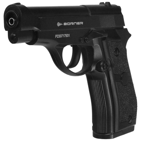 Zestaw wiatrówkowy 46: Pistolet Borner M84/2 4.5 mm (12-2022), 1400 BBs, 10 kapsuł CO₂, 100 tarcz