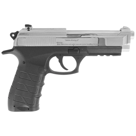 Zestaw wiatrówkowy 26: pistolet Voltran Ekol ES P92B Blow Back Shiny 4.5 mm, 1400 BBs, 10 kapsuł CO₂, 100 tarcz