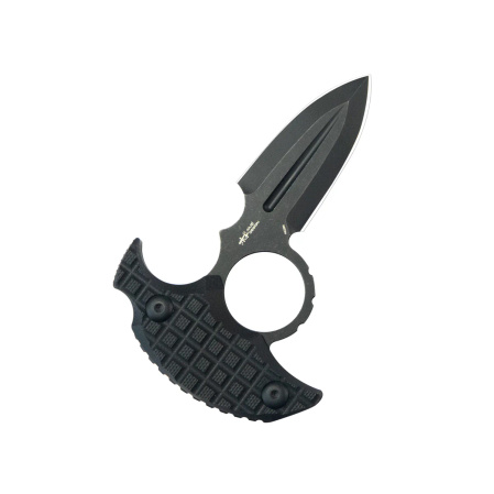Kubey Cavy Pushdagger Black G10, Blackwashed 14C28N by MUZI Design (KU403B)