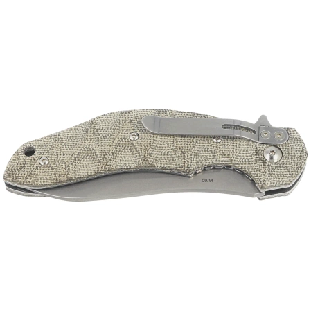 Fox Flipper Knife OD Green Canvas Micarta, Acid Stonewashed N690Co by Jens Ansø (FX-302 MOD)