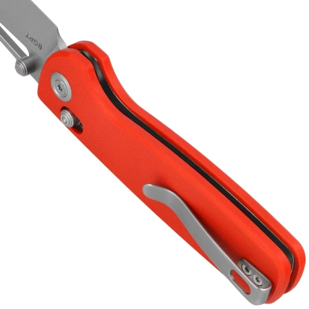 Kubey Bluff Knife Red G10, Sandblasted 14C28N by Garet Caronna (KU248H)