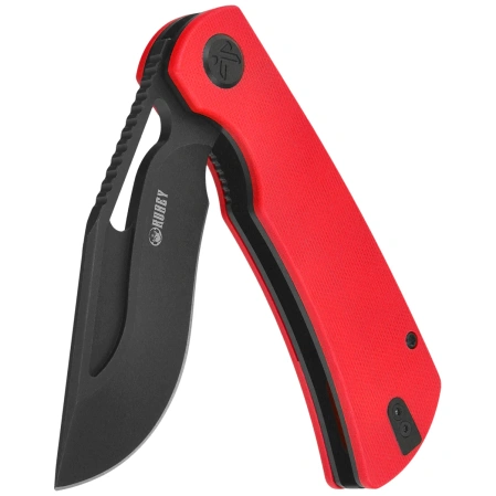 Kubey Gurkha Knife Red G10, Blackwashed 14C28N by Johan Jordaan (KU397E)