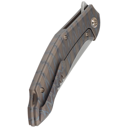 Nóż składany WE Knife Merata LE No 149/200 Tiger Stripe Titanium, Hand Rubbed Satin CPM 20CV by Anton Tkachenko (WE22008A-3)