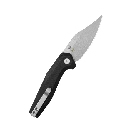 Kubey Hades Knife Black G10, Stonewashed 14C28N by Damned Designs (KU394A)