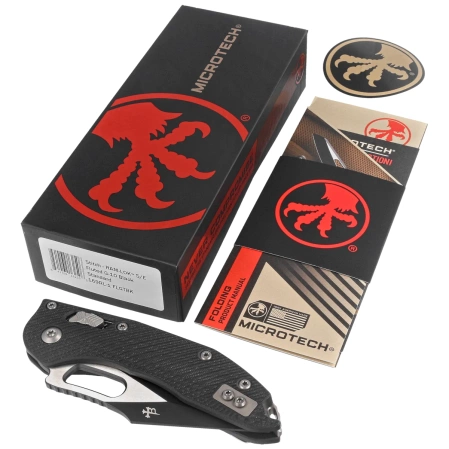 Microtech Stitch S/E Knife Fluted Black G10, Black / Satin M390MK by Sebastijan Berenji and Tony Marfione (169RL-1FLGTBK)