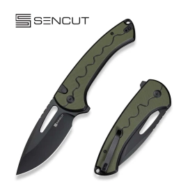 Sencut Squiggy Knife Black/Green G10, Black 9Cr18MoV (S24082A-2)