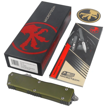 Nóż automatyczny OTF Microtech Scarab II Gen III Executive D/E OD Green Aluminium, Apocalyptic M390MK by Tony Marfione (1175-10APOD)