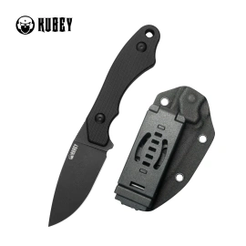 Kubey TLB I Knife Black G10, Blackwashed 14C28N by Alessandra De Santis (KU467B)