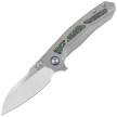 Remette RT-Kestrel Knife Gray Titanium/Green Carbon Fiber, Manual Fine Grinding Satin CPMS35VN (RTPO-A)