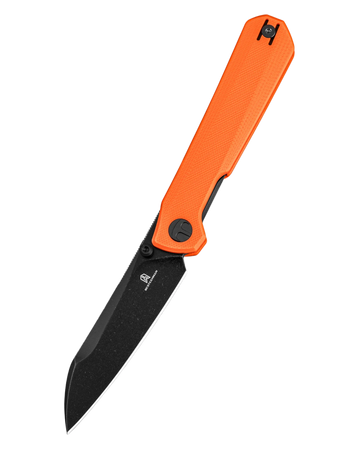 Bestechman Curvee Knife Orange G10, Black PVD Stonewashed AEB-L by Ostap Hel (BMK20F)