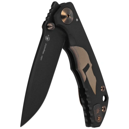 Spartan Blades Harsey Folder ''Gold Helmet'' Titanium, Black PVD MagnaCut
