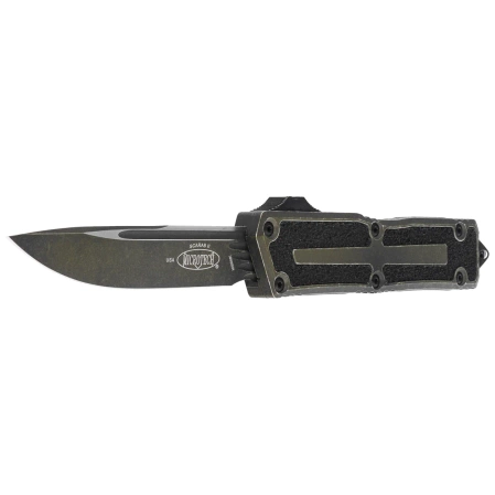 Microtech Scarab II Gen III S/E OTF Knife Weathered Grenade Green Aluminum, Weathered Grenade Green M390MK by Tony Marfione (1278-1WGG)