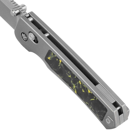 Remette RT-Aurora Knife Gray Titanium/Carbon Fiber, Manual Fine Grinding Satin/Pearlescent M390 (AURA-Y)