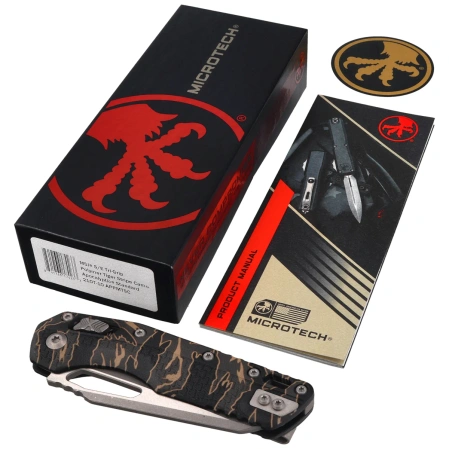 Microtech MSI S/E Knife Tiger Stripe Camo Tri-Grip Polymer, Apocalyptic M390MK by Tony Marfione (210T-10APPMTSC)