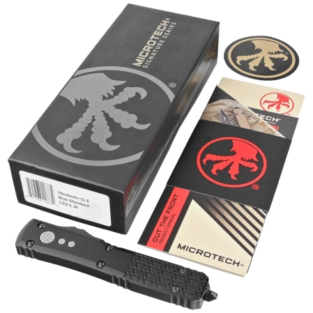 Nóż automatyczny OTF Microtech Ultratech D/E Jedi Knight Signature Tri-Grip Black Aluminium, Blue M390 by Tony Marfione (122-1JK)