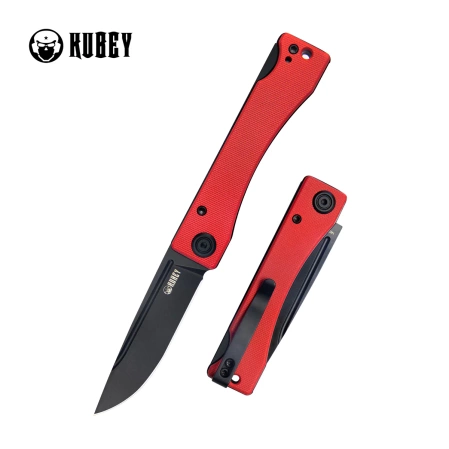 Kubey Akino Knife Red G10, Blackwashed 14C28N by Tiguass (KU2102C)