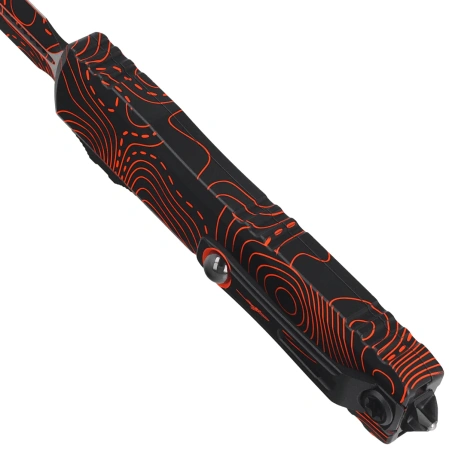 Microtech Ultratech Gen IV D/E Signature OTF Knife Topographic Black-Orange Camo Smooth Aluminum, Topographic Black-Orange Camo M390MK by Tony Marfione (11224-1TPBKORCS)