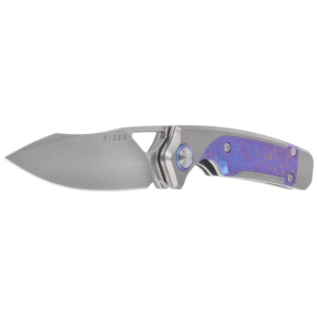 Kizer Ara Knife Silver / Purple Snowflake Titanium, Hand Brushed S45VN Jonathan Styles & Paul Munko (Ki3729A3)