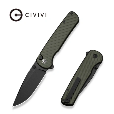 Civivi Iron Tide Knife Forest Green Aluminum, Black Stonewashed 14C28N by Pete's Pirate Life (C25011-2)