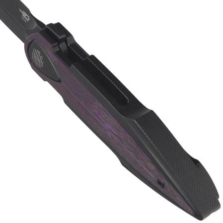 Bestech Ika Dagger Knife Black Titanium/Purple Haze Fatcarbon, Black PVD M390 by Tashi Bharucha (BT2602F)