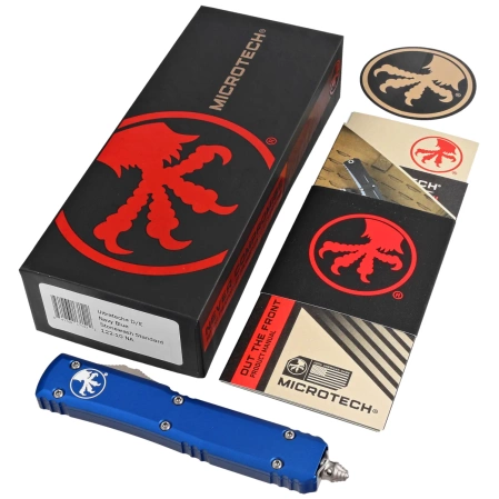 Microtech OTF Ultratech D/E Navy Blue Aluminium, Stonewashed M390 by Tony Marfione (122-10NA)