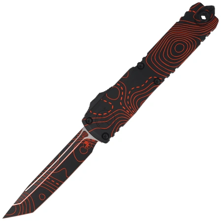 Nóż automatyczny OTF Microtech Ultratech Gen IV T/E Signature Topographic Black-Orange Camo Smooth Aluminium, Topographic Black-Orange Camo M390MK by Tony Marfione (11234-1TPBKORCS)