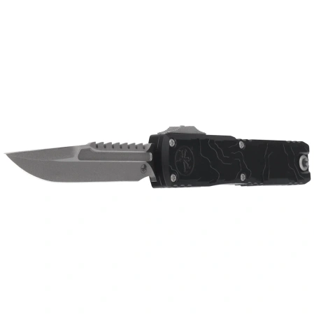 Nóż automatyczny OTF Microtech Ultratech Gen IV Interceptor Signature Black Topographic Deep Engraved Aluminium, Apocalyptic M390MK by Tony Marfione (11174TP-10APS)