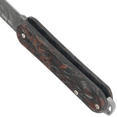 Fox Vulpis 108 LE No 148/250 Dark Matter Fat Carbon, Super Clean Damascus by Balbach Damast Pocket Knife (FX-VPDAM108 DMCO)