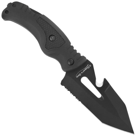 Martinez Albainox 2-in-1 Tactical Knife, Black Rubberized Fiber, Black 3Cr13MoV (32316)