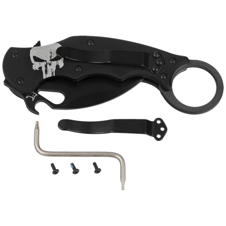 Fox The Skull Karambit Knife Black Aluminum, Black N690Co (FX-599 ALB-4)