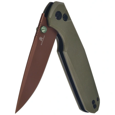 Nóż składany Bestechman Velix OD Green G10, Gold PVD 14C28N Steel by Ostap Hel (BMK07G)
