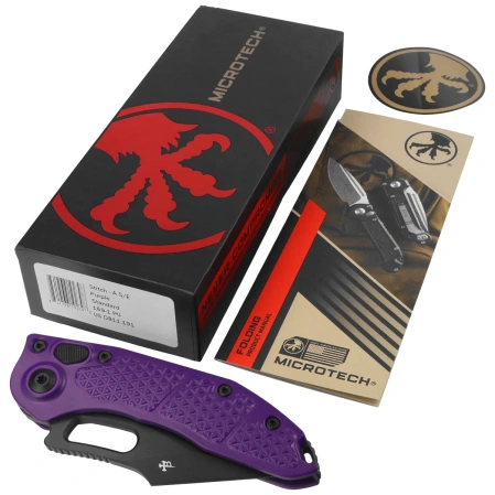 Nóż automatyczny Microtech Stitch-A S/E Purple Aluminium, Black M390MK by Borka Blades and Tony Marfione (169-1PU)