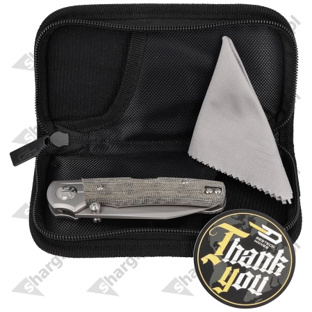 Bestech Tonic Grey Titanium / Black Canvas Micarta, Bead Blast Stonewashed M390 by Colin Maisonpierre Knife (BT2204A)