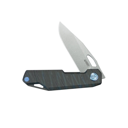 Kubey Verijero Knife Flamed Titanium, Stonewashed 14C28N by George Ovchinnikov (KB340F)