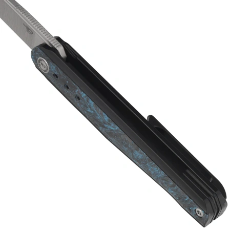 Bestech Spear Phisher Black Titanium/Blue CF, Hand Rubbed Satin M390 by Todd Knife and Tool (BT2405C)