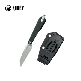 Kubey YAG WH Knife Black G10, Beadblasted 14C28N by Ostap Hel (KU450A)