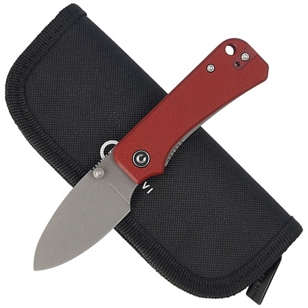 CIVIVI Knife Baby Banter Burgundy G10, Gray Stonewashed by Ben Petersen (C19068S-6)