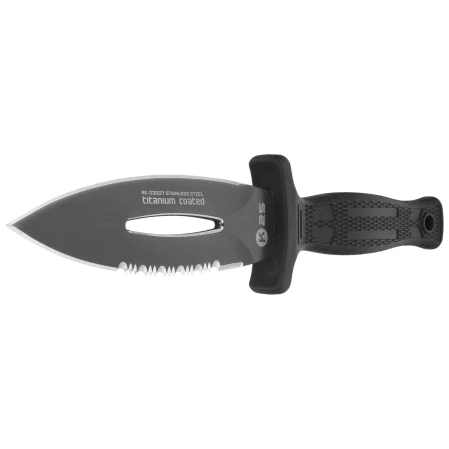 K25 RK-32607 Boot Knife Rubber Black, Titanium 7Cr17Mov