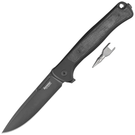 LionSteel Skinny Knife Black Aluminum/Black Micarta, Old Black MagnaCut by Molletta (SK01A BB)
