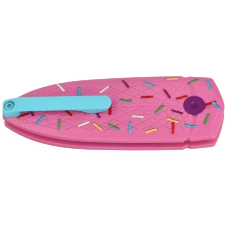 Bestech QUQU Pink/Printed Sprinkle Pattern G10, Blue 14C28N by Gogo Knife (BG57C-2)