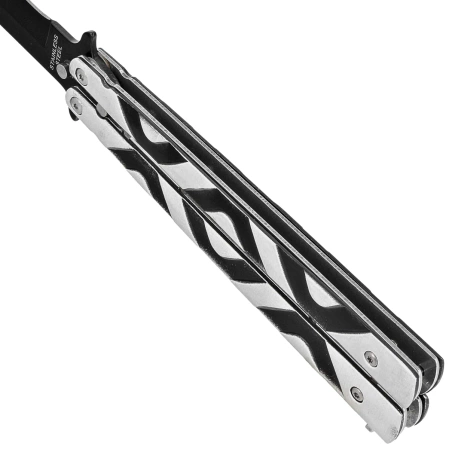 Third Decor Habitat Balisong Knife Grey/Black Aluminum, Black 420 (12313)