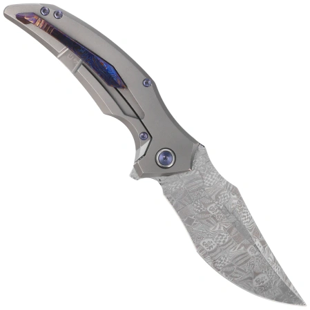 Nóż składany Rike Knife S05 V2 Gray Titanium, Timascus HW, Satin M390 (RK-S05-P)