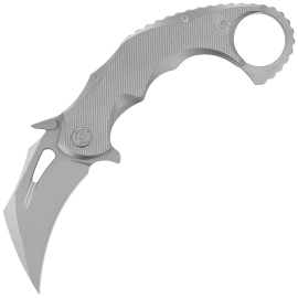 Kubey KB Wrath Karambit Knife Grey Titanium, Beadblasted M390 by MUZI Design (KB271A)