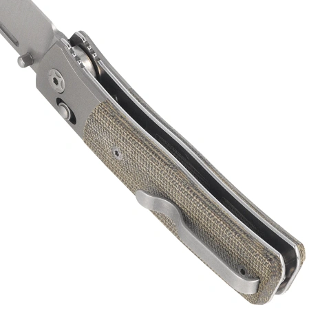 Nóż składany LionSteel NiNi Titanium Bolsters / Green Canvas Micarta, Satin M390 by Gianni Pauletta (NN2 CVG)