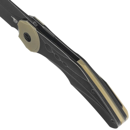 Bestech Excentric Knife Black Titanium, Black Stonewashed M390 by Kombou and TNT Knives (BT2412B)