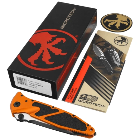 Microtech Socom Elite T/E-M Knife Tactical Orange Tangerine Aluminum, Black M390MK by Tony Marfione (161-1OT)