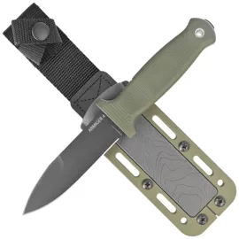 Demko Armiger 4 Spear Point Knife OD Green TPR, Black Powder Coated 80CrV2 by Andrew Demko (ARM4-80CrV2-OD-SPR)