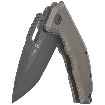 Heretic Medusa Manual T/E Antique Bronze Titanium, Black DLC MagnaCut Knife by Tony Marfione Jr. (H009-6A-TIBRZ)