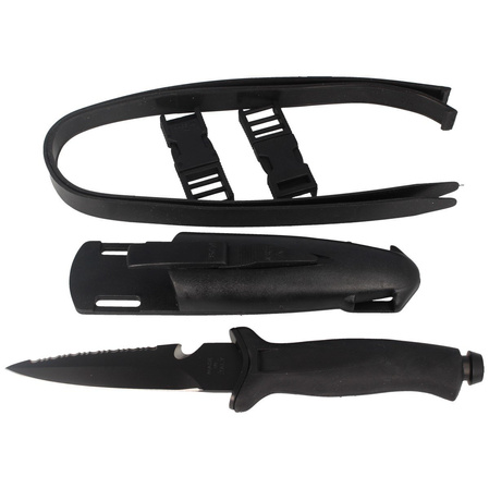 Nóż nurkowy MAC Aquatys Stiletto 2 Black PP-TPE, Black Idroglider W 1.4060